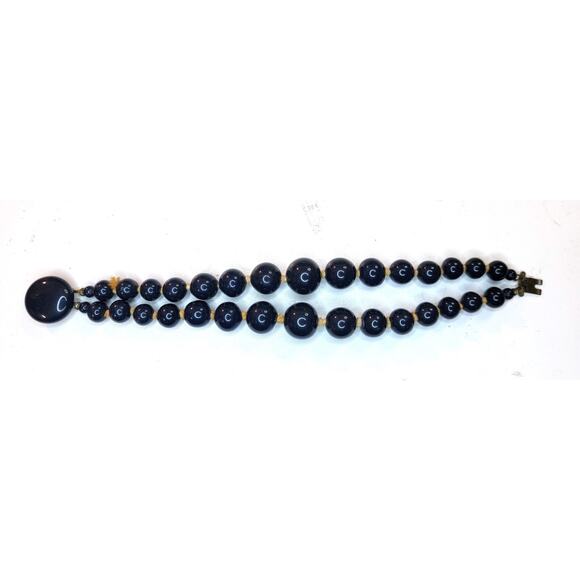 Unbranded Jewelry - Vintage Blue Glass Bead Bracelet Art Deco Style Estate